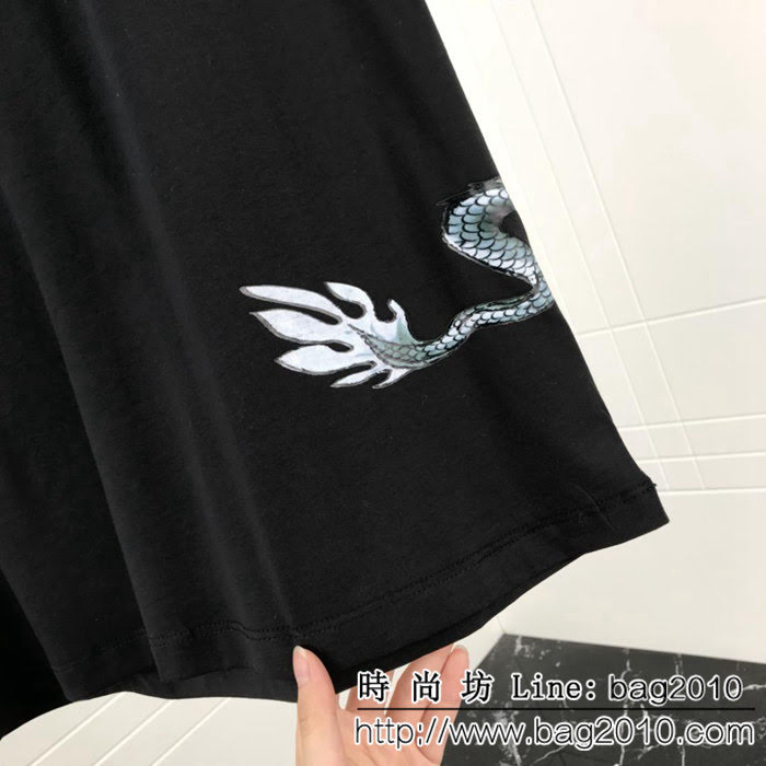 GVC紀梵希 19早春新款 蛟龍印花 雙股絲光棉 男款短袖 ydi1542